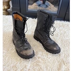Vibram Sole Military Style Boots‎ Leather Lace Up Menswear 12.5